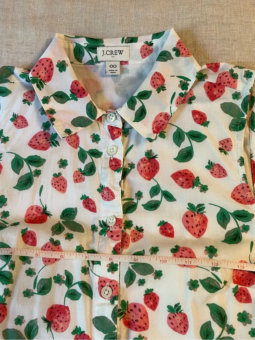 J. Crew Strawberry Print Sleeveless Floral Tie-Waist Midi Dress size00